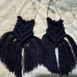 Macrame Earrings-Peacock Blue
